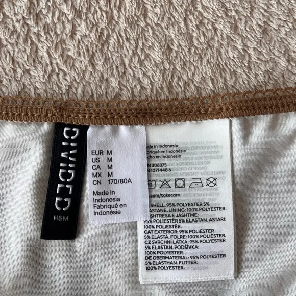 H&M Mesh Mini Skirt M Cream Brown Checked - Picture 7 of 7